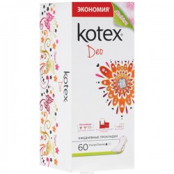 Прокладки женские ежедневные, Kotex (Котекс) 60 шт супертонкие ДЕО